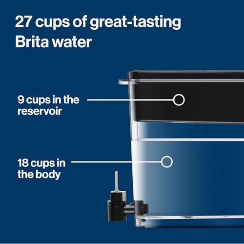 Brita XL Water Filter Dispenser for Tap and Drinking Water with 1 Elite Filter, Reduces 99% Of Lead, Lasts 6 Months, 27-Cup Capacity, BPA Free, Black